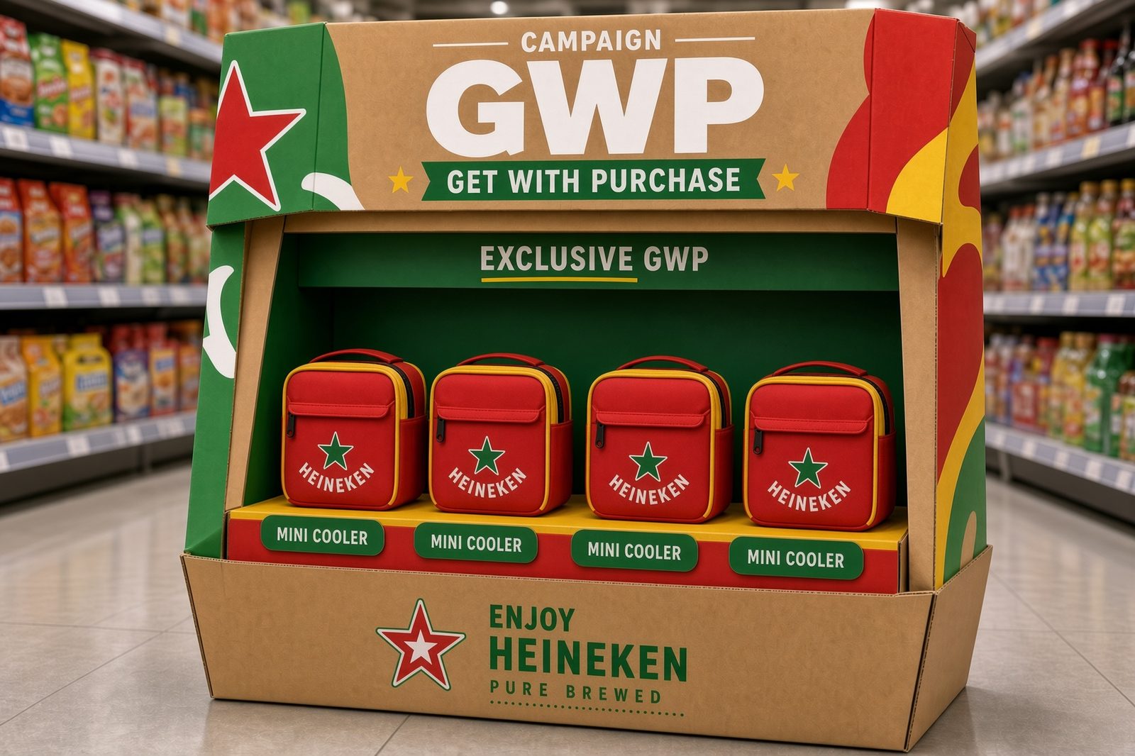 Point-of-sale display with promotional mini coolers